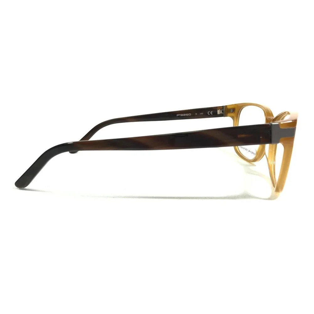 Porsche Design Eyeglasses Frames P8250 B Yellow Amber Brown Horn 55-19-140